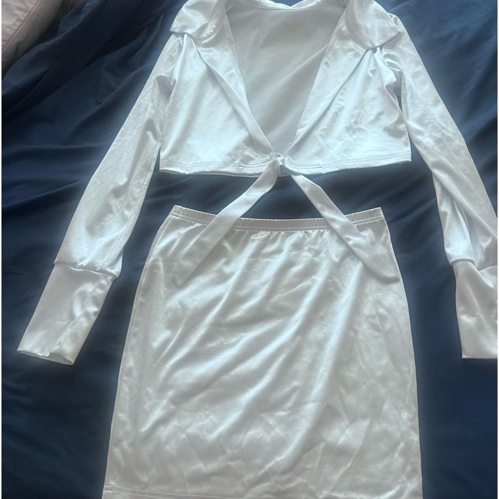 Grey/ Silver Two piece skirt set